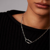 "Poki" White Gold Necklace with Natural White Topaz