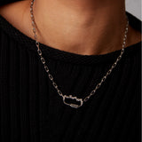 "Poki" White Gold Necklace with Natural White Topaz