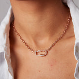"Poki" Rose Gold Necklace with Natural White Topaz