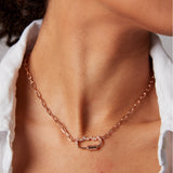 "Poki" Rose Gold Necklace with Natural White Topaz