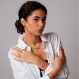 "Poki" Rose Gold Necklace with Natural White Topaz