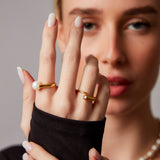 "Baroque" Yellow Gold Ring with Natural Pearl