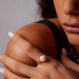 "Baroque" Yellow Gold Ring with Natural Pearl