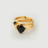 "Haze" Yellow Gold Ring with Natural Black Onyx