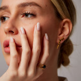 "Haze" Yellow Gold Ring with Natural Black Onyx