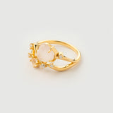 "Hera" Yellow Gold Ring with Natural Rose Quartz