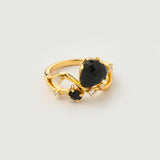 "Hera" Yellow Gold Ring with Natural Black Onyx