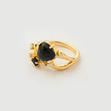 "Hera" Yellow Gold Ring with Natural Black Onyx