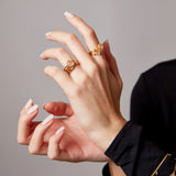 "Hera" Yellow Gold Ring with Natural Rose Quartz