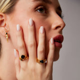 "Hera" Yellow Gold Ring with Natural Black Onyx