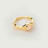 "Lima" Yellow Gold Ring with Natural Rose Quartz