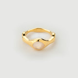 "Lima" Yellow Gold Ring with Natural Rose Quartz