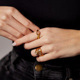 "Lima" Yellow Gold Ring with Natural Rose Quartz