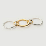 "Linkz" Yellow/White Gold Ring with Natural Black Spinel
