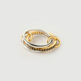 "Linkz" Yellow/White Gold Ring with Natural Black Spinel