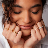 "Linkz" Yellow/White Gold Ring with Natural Black Spinel