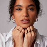 "Linkz" Rose Gold Ring with Natural Black Spinel