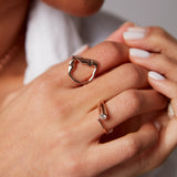 "Poki" Rose Gold Ring with Natural White Zircon