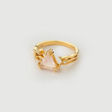 "Riva" Yellow Gold Ring with Natural Rose Quartz