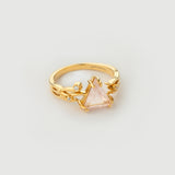 "Riva" Yellow Gold Ring with Natural Rose Quartz