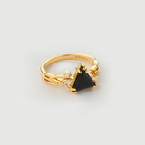 "Riva" Yellow Gold Ring with Natural Black Onyx