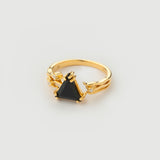 "Riva" Yellow Gold Ring with Natural Black Onyx