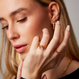 "Riva" Yellow Gold Ring with Natural Rose Quartz