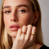 "Riva" Yellow Gold Ring with Natural Rose Quartz