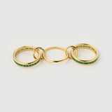 Inel "Linkz" Luna din Argint Placat cu Aur Galben de 18k și Zirconiu Cubic Verde Smarald