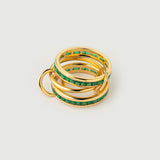 Inel "Linkz" Luna din Argint Placat cu Aur Galben de 18k și Zirconiu Cubic Verde Smarald