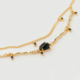 "Hera" Yellow Gold Bracelet with Natural Black Onyx