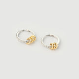 "Linkz" Yellow/White Gold Earrings with Natural White Topaz