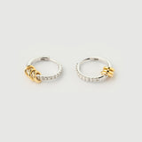"Linkz" Yellow/White Gold Earrings with Natural White Topaz