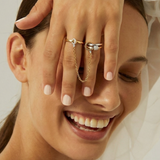 Inel "Linkz" Ceres White din Argint Placat cu Aur Galben/Alb de 18k și Zirconiu Cubic Alb