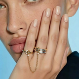 Inel "Linkz" Ceres Blue din Argint Placat cu Aur Galben/Alb de 18k și Zirconiu Cubic Albastru