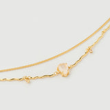 "Hera" Yellow Gold Necklace with Natural Rose Quartz