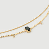 "Hera" Yellow Gold Necklace with Natural Black Onyx