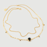 "Hera" Yellow Gold Necklace with Natural Black Onyx