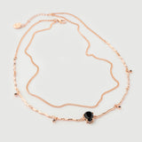 "Hera" Rose Gold Necklace with Natural Black Onyx