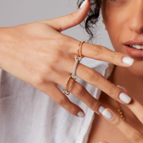 Inel "Linkz" Monalisa 2.0 din Argint Placat cu Aur Alb/Galben de 18k și Topaz Alb Natural