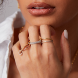 Inel "Linkz" Monalisa 2.0 din Argint Placat cu Aur Alb/Galben de 18k și Topaz Alb Natural