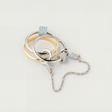 Inel "Linkz" Ceres Blue din Argint Placat cu Aur Galben/Alb de 18k și Zirconiu Cubic Albastru