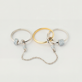 Inel "Linkz" Ceres Blue din Argint Placat cu Aur Galben/Alb de 18k și Zirconiu Cubic Albastru