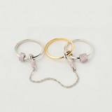 Inel "Linkz" Ceres Pink din Argint Placat cu Aur Galben/Alb de 18k și Zirconiu Cubic Roz