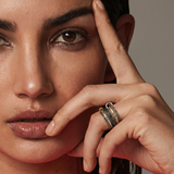 Inel "Linkz" Monalisa Ultra Black din Argint Placat cu Aur/Galben de 18k și Spinel Negru Natural