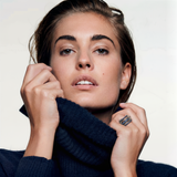 Inel "Linkz" Monalisa din Argint Placat cu Aur Alb de 18k și Zirconiu Cubic Albastru Safir