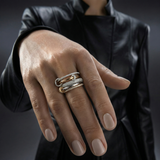 Inel "Linkz" Monalisa Ultra White din Argint Placat cu Aur Alb/Galben de 18k și Topaz Alb Natural