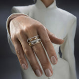 Inel "Linkz" Monalisa Ultra White din Argint Placat cu Aur Alb/Galben de 18k și Topaz Alb Natural