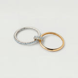 Inel "Linkz" Snow Blue din Argint Placat cu Aur Galben/Alb de 18k și Zirconiu Cubic Albastru