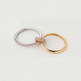 Inel "Linkz" Snow Pink din Argint Placat cu Aur Galben/Alb de 18k și Zirconiu Cubic Roz